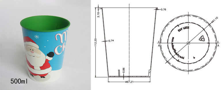 Specifications of 500ml (440g cup) container