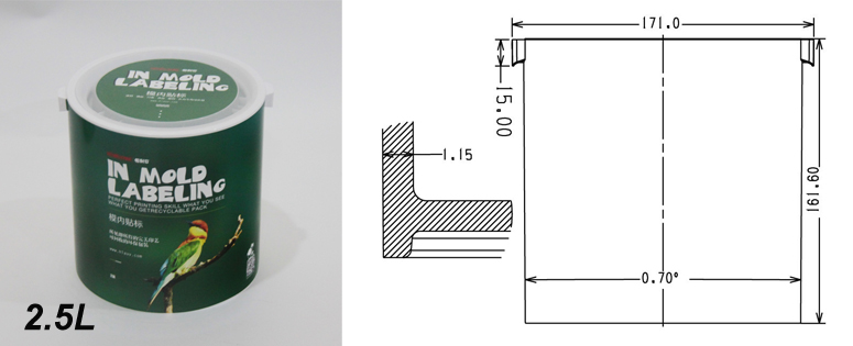 Specifications of 2.5L bucket